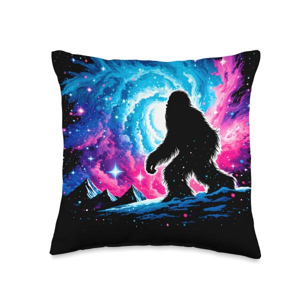 Cool Cosmic Yeti Galaxy Graphic Space Art Throw Pillow