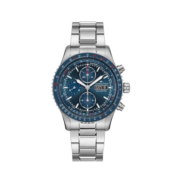 Hamilton Khaki Aviation Automatic Men's Watch, 44mm Stainless Steel Case, Swiss Made, Blue Dial Analog Wrist Watch for Men, 100m Waterproof, Sapphire