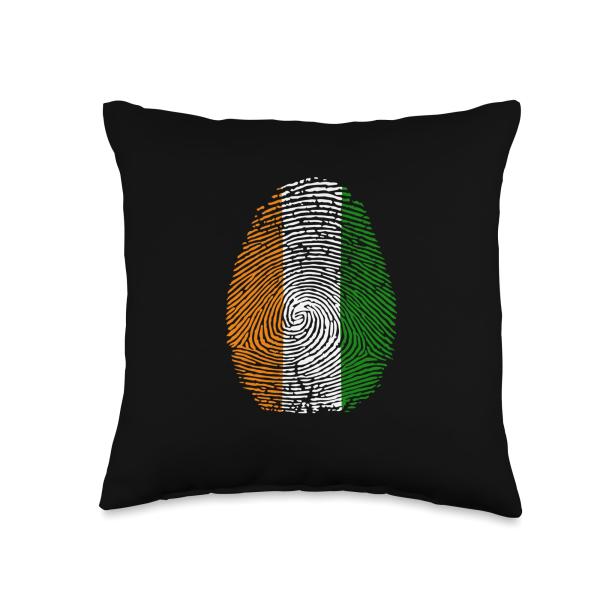 Funny it's in my DNA C〓te d'Ivoire flag Fingerprint Throw Pillow
