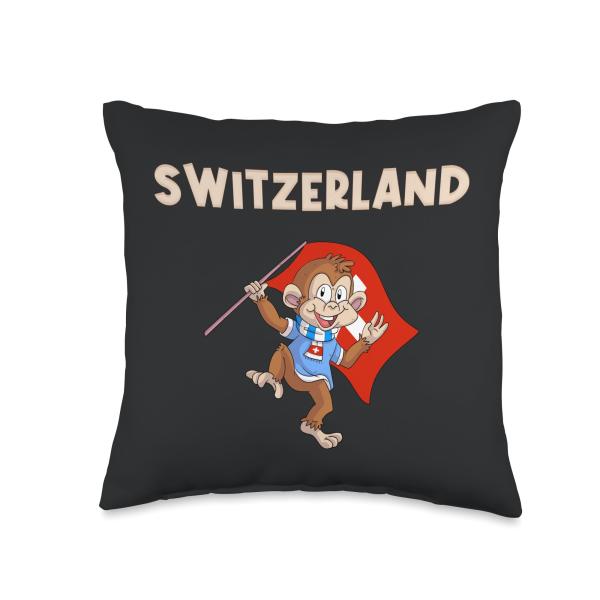 Swiss Fans / Swiss Monkey Throw Pillow