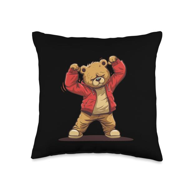 Funny moving Teddy Bear for dancing Lovers Throw Pillow