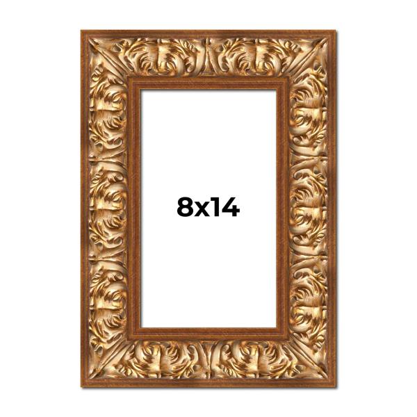 8x14 Frame Ornate Antique Gold Finish Shadow Box Frame - Interior Size 8x14 by 1 Inch Deep | 3.5 Inch Moulding Width | Includes Shatter Resistant Acry