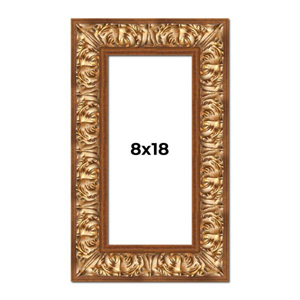 8x18 Frame Ornate Antique Gold Finish Shadow Box Frame - Interior Size 8x18 by 1 Inch Deep | 3.5 Inch Moulding Width | Includes Shatter Resistant Acry