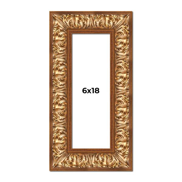 6x18 Frame Ornate Antique Gold Finish Shadow Box Frame - Interior Size 6x18 by 1 Inch Deep | 3.5 Inch Moulding Width | Includes Shatter Resistant Acry