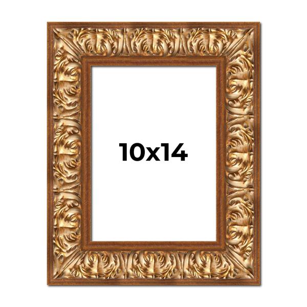 10x14 Frame Ornate Antique Gold Finish Shadow Box Frame - Interior Size 10x14 by 1 Inch Deep | 3.5 Inch Moulding Width | Includes Shatter Resistant Ac