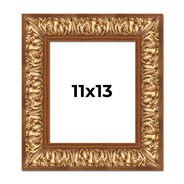 11x13 Frame Ornate Antique Gold Finish Shadow Box Frame - Interior Size 11x13 by 1 Inch Deep | 3.5 Inch Moulding Width | Includes Shatter Resistant Ac