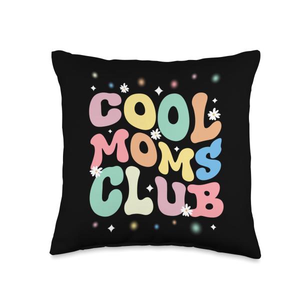 Cool Moms Club Mother's Day Motherhood Mommy Fan Throw Pillow