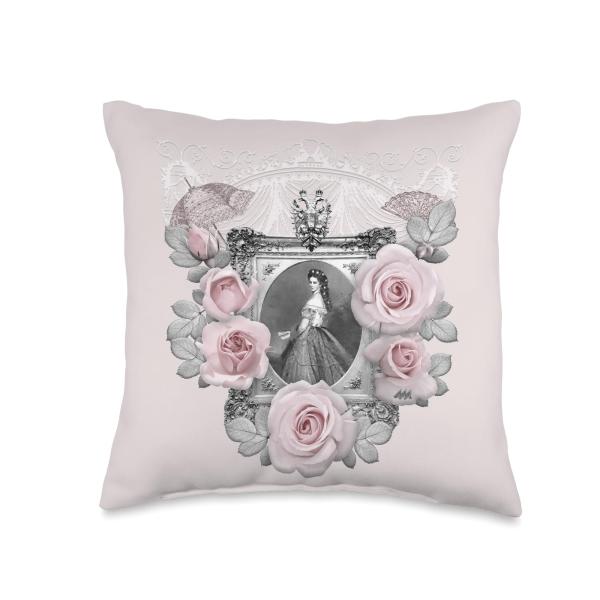 Empress Elisabeth of Austria / Sisi - with Roses in Pink Throw Pillow