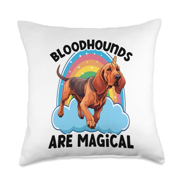 Unicorn Bloodhounds Are Magical, Funny Bloodhound Throw Pillow