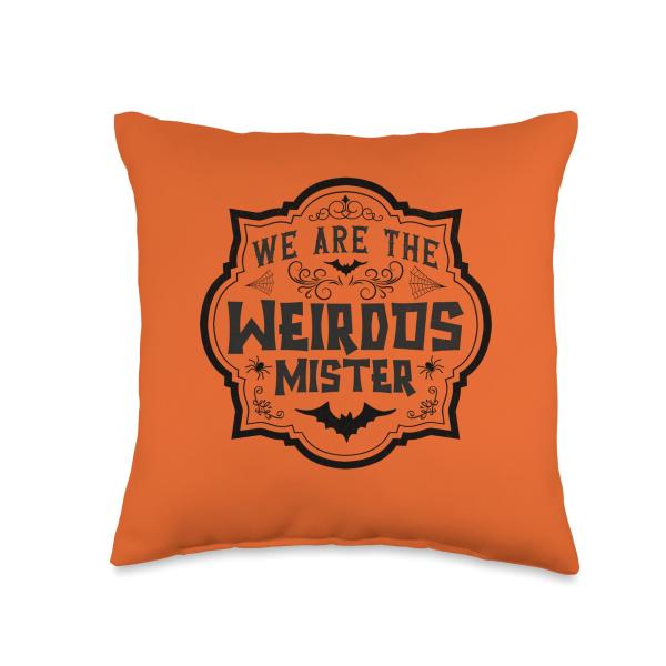 Bats and Spiders We Are The Weirdos Mister Halloween Throw Pillow