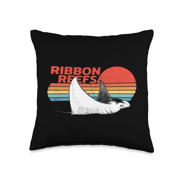 Ribbon Reefs Manta Ray Throw Pillow