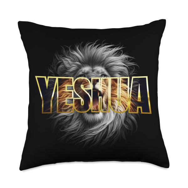 Yeshua Lion of Judah, Jesus King of kings and Lord of lords Throw Pillow