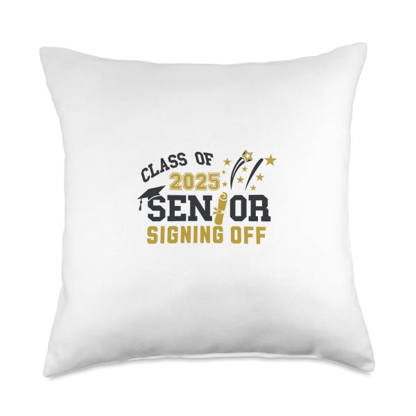 Class of 2025 Senior Autograph High School Graduation Party Throw Pillow