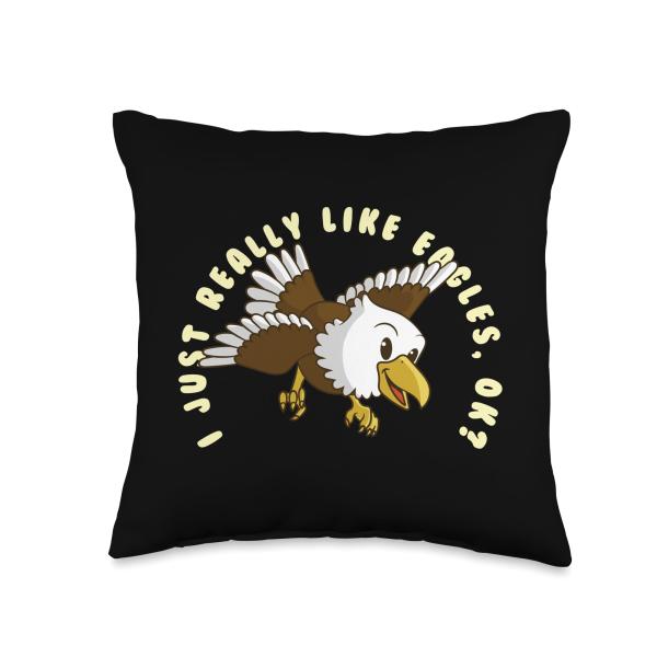 I Just Really Like Eagles Kids Animal Cute Eagle Lover Throw Pillow