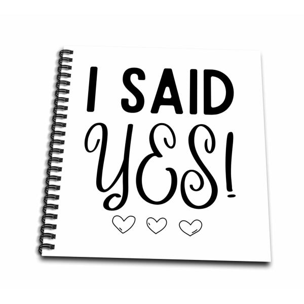 Memory Book 12 x 12 inch - I Said Yes Wedding Gift Honeymoon and Bridal Shower Gift 3dRose - Rosette - Groom and Bride