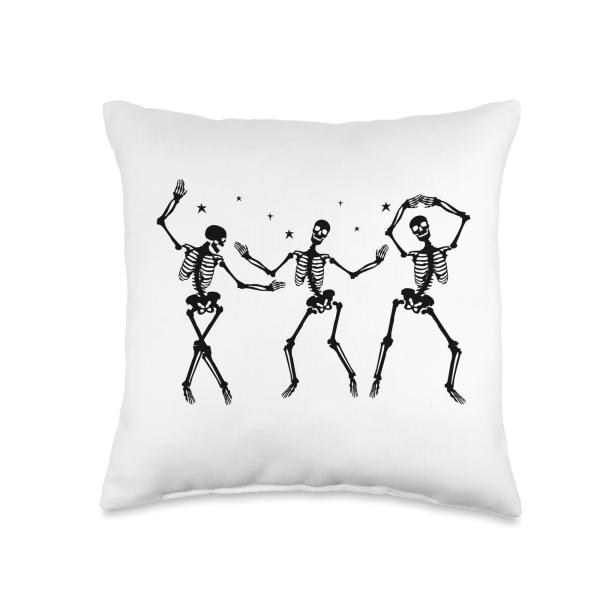 Dancing Skellies Halloween Skeletons Dancing Throw Pillow