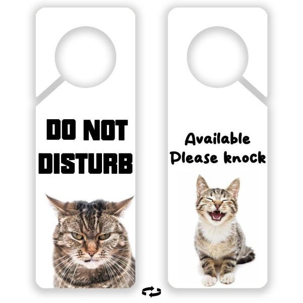 Do Not Disturb Door Hangerサイン、2パックドアサイン PVC素材 両面 かわいい面白い猫のプリント - オフィス ホーム セラピスト クリニック 寮 オンライン クラ