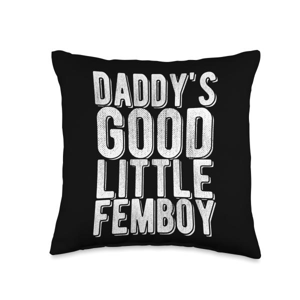 DADDY'S GOOD LITTLE FEMBOY Provocative Quote Rainbow Throw Pillow
