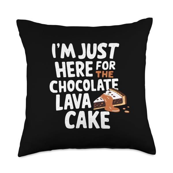 Im Just Here For The Pear Chocolate Lava Cake Meme Cute Cake Throw Pillow