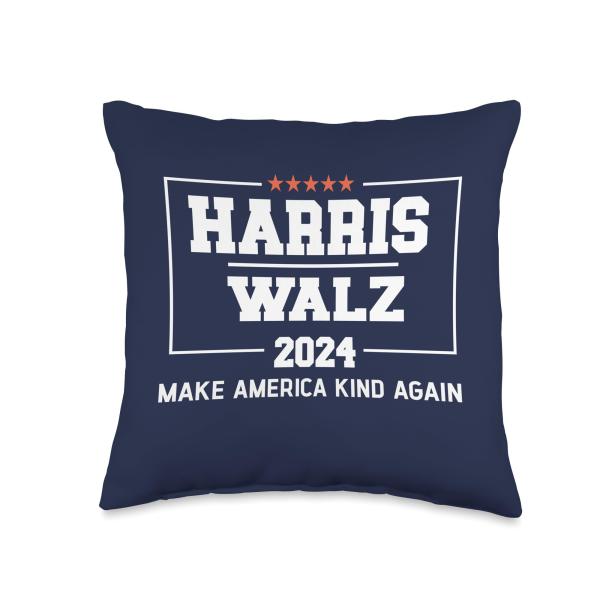 Harris Walz 2024 Make America Kind Again Harris Waltz Quote Throw Pillow