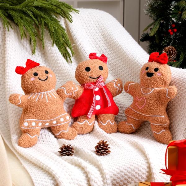 Konohan ジンジャーブレッドクリスマスクローピロー ジンジャーブレッド型スローピロー Xmas ソフトぬいぐるみ ジンジャーブレッドスローピロー クリスマスパー