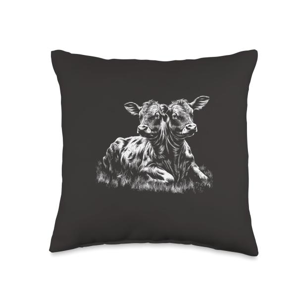Two Headed Calf With Two Heads Creepy Cow Lovers Throw Pillow