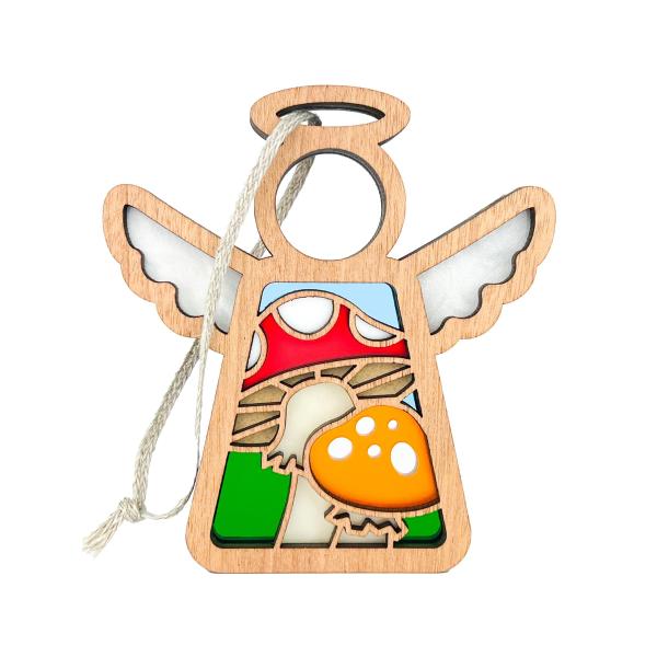 3.5" (H) Angel Ornaments for Christmas Tree - Red Toadstool Mushroom Kitchen Decor - Christian Collectible Figures