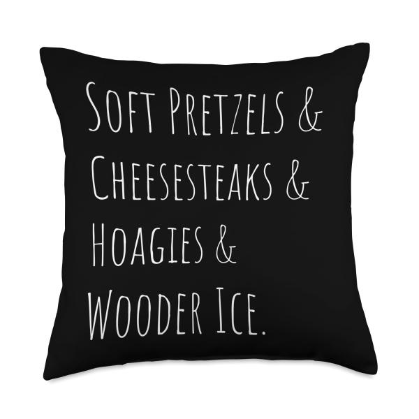 Philly, Philadelphia, Soft Pretzels, Cheesesteaks, Hoagies Throw Pillow