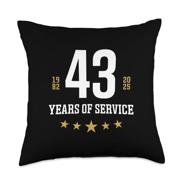 43 Years of Service Funny 43rd Work Anniversary 1982 Jubilee Throw Pillow