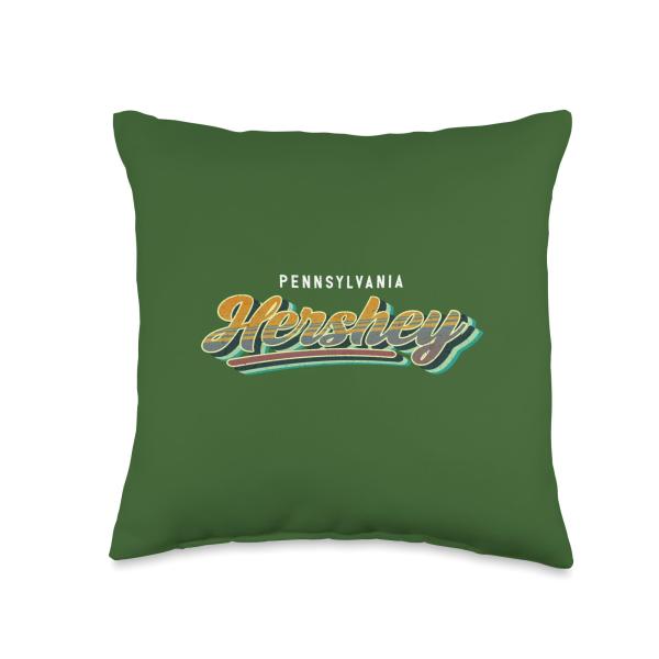 Hershey Pennsylvania Hometown Vintage Retro Typography Throw Pillow