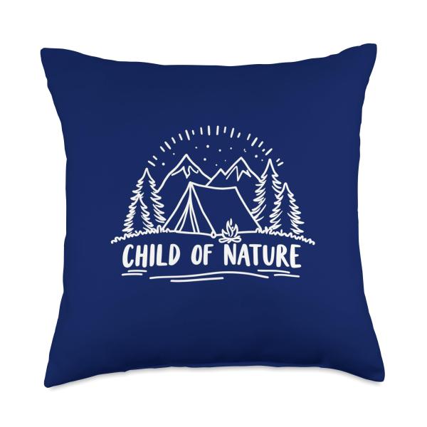 Child Of Nature - Vintage Outdoor Exploring and Camping Throw Pillow