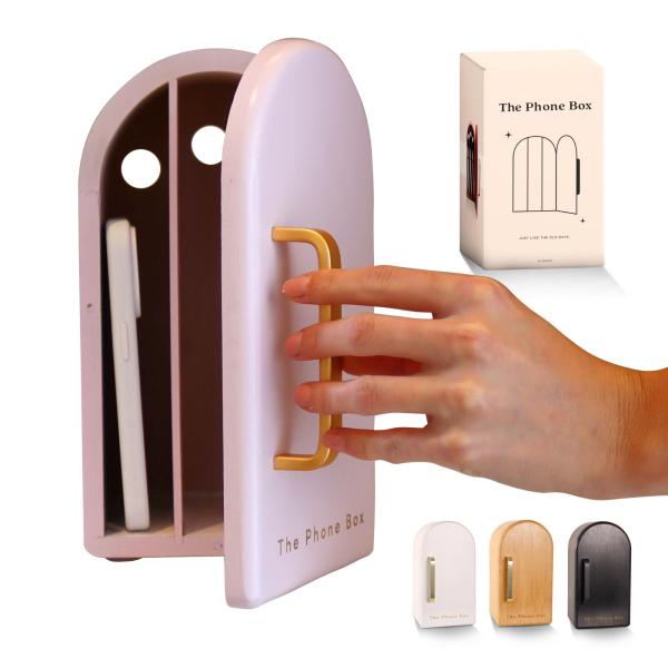 Papaya The Phone Box、ファミリータイム用携帯電話ボックス、プレミアムバンブーウッド。