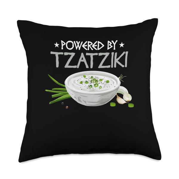 Greek Cuisine Powered By Tzatziki Throw Pillow