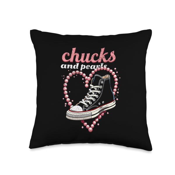 Kamala Harris Chucks and Pearls 2024 Political Election Throw Pillow