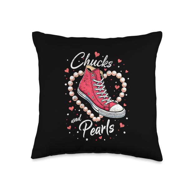 Kamala Harris Chucks and Pearls 2024 Political Election Throw Pillow