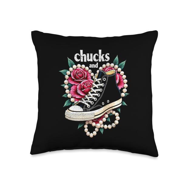 Kamala Harris Chucks and Pearls 2024 Political Election Throw Pillow