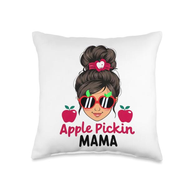 Apple Pickin Mama Cute Mom Apple Picking Crew Harvest Season Throw Pillow