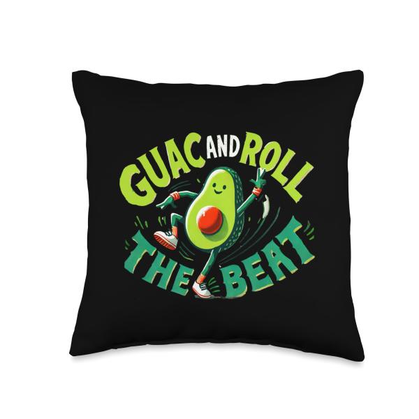 Avocado Dancing Rock N Roll Music Funny Avocados Lover Throw Pillow