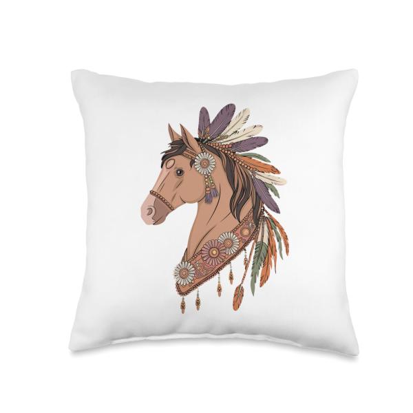 Floral Wild Horse Riding | Horse for Women Throw Pillow