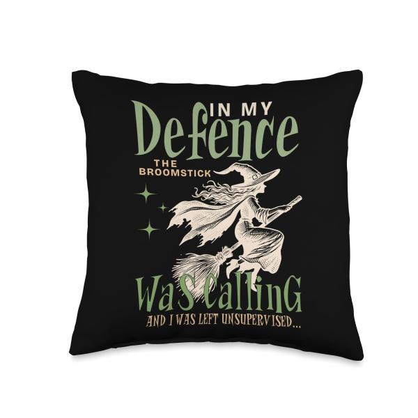 Witch Vibes Broomstick Chaos Unsupervised Witchy Pagan Humor Throw Pillow