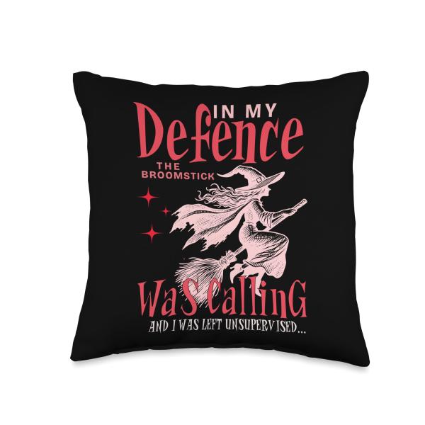 The Broomstick Was Calling Cute Witch Humor Halloween Vibes Throw Pillow