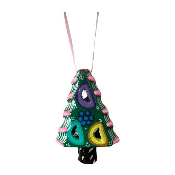 Set of 4 Talavera Christmas Tree Ornaments, Hand-Painted Ceramic Christmas Tree Decor, Mexican Pottery Holiday Decorations, Festive Talavera Ornaments