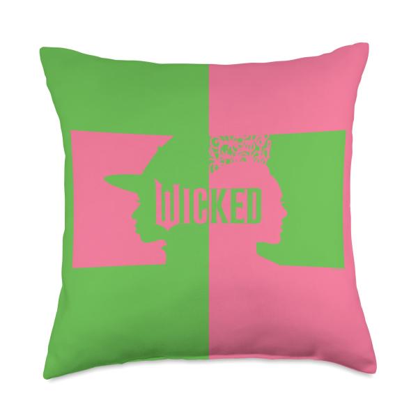 Wicked Elphaba ＆ Glinda Silhouettes Throw Pillow