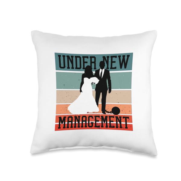Bride Groom Silhouette Wedding Marriage Humor Shackles Chain Throw Pillow