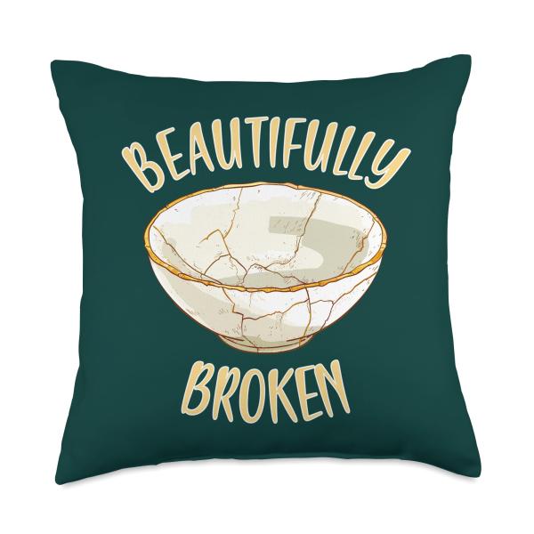 Beautifully Broken Japanese Pottery Kintsugi Art Throw Pillow