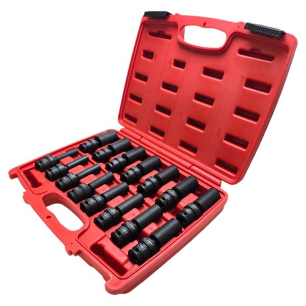15PC 3/8" DR. Universal Swivel Deep Impact Socket Set, METRIC, PRO Radius 8-22mm