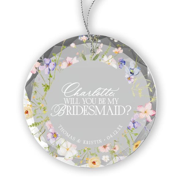 Custom Bridesmaid Proposal Glass Ornament | Ships Fast, Made in the USA | Glass Ornament for Bridesmaid Flower Girl Maid of Honor Matron Bridesman Gif