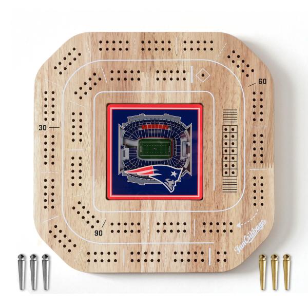 YouTheFan NFL New England Patriots Licensed Fan Cribbage Wood Board Game