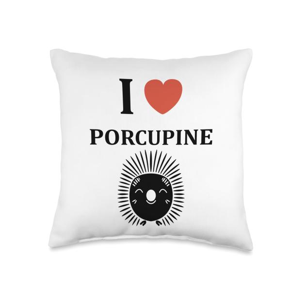 Humor Simple minimalist cute rodent i love Porcupine Throw Pillow