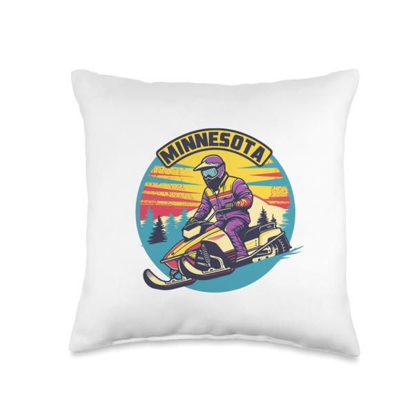 Minnesota Snowmobile Outdoors Cabin Minneapolis Winter Xmas Throw Pillow